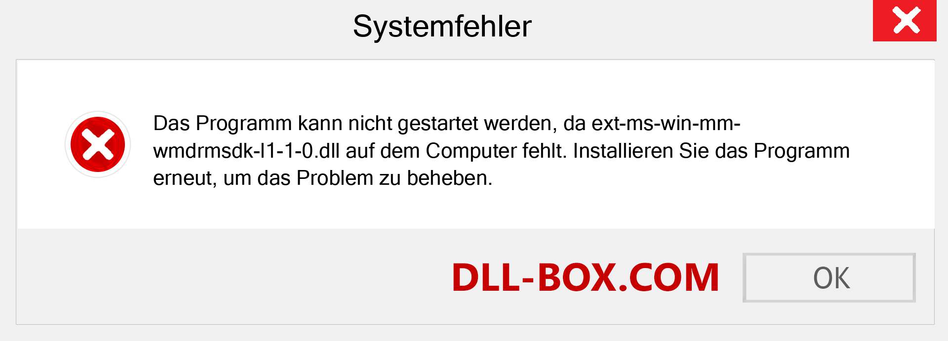 ext-ms-win-mm-wmdrmsdk-l1-1-0.dll-Datei fehlt?. Download für Windows 7, 8, 10 - Fix ext-ms-win-mm-wmdrmsdk-l1-1-0 dll Missing Error unter Windows, Fotos, Bildern